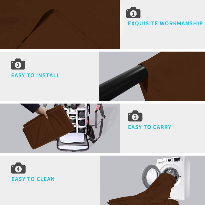 ISSUNTEX 10X20 ft/3X6 Meters Brown Background Photo Backdrop, Photo Studio, Collapsible High Density Screen for Video Photography and Television - Image 5